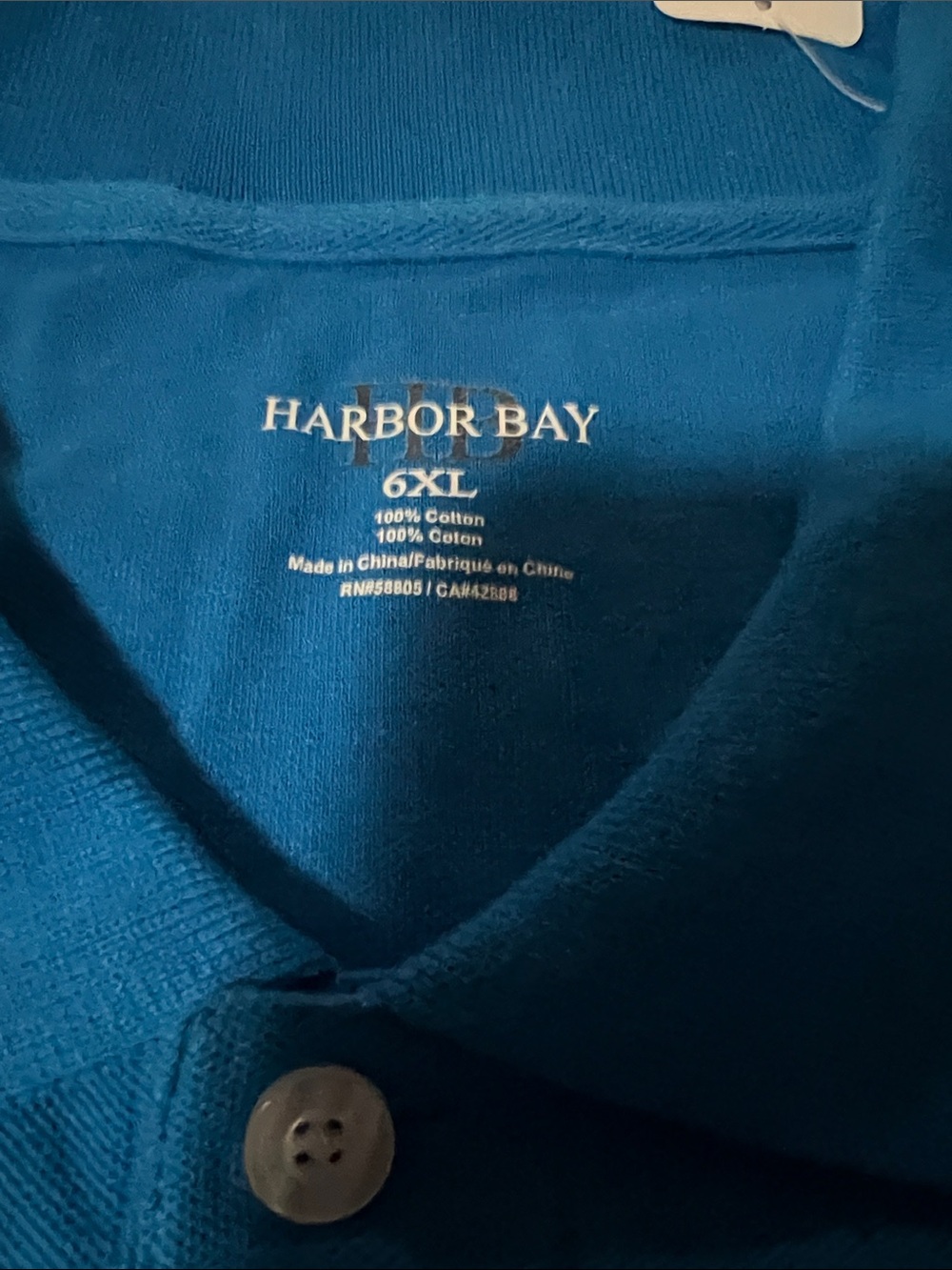 Harbor Bay Men's Polo — Bright Blue Short-Sleeve Sz 6XL - Picture 2 of 3